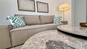 Deluxe Apartment, Garden View | Living area - Kantara Apartment w Pool by TrulyCyprus (Agios Tychonas)