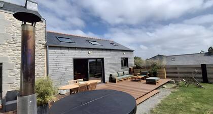 Bretonisches Chalet mit Nordischem Bad und Golfblick in Plouarzel
