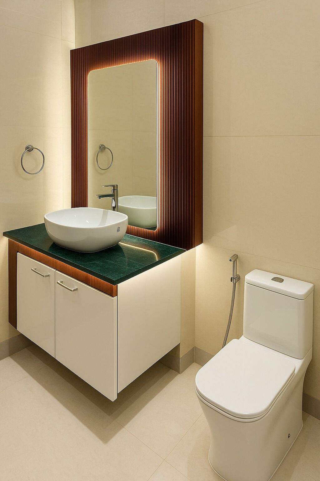 Douche, articles de toilette gratuits, sèche-cheveux, chaussons