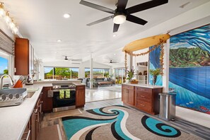 Fridge, microwave, oven, stovetop - Hale O‘Kapeka – Spacious 3BR Poipu Home with Ocean Views & Hawaiian Soul (Koloa)