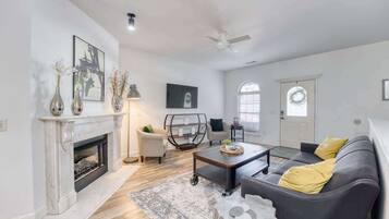 TV, fireplace, offices