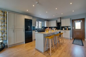 Microwave, oven, dishwasher, high chair