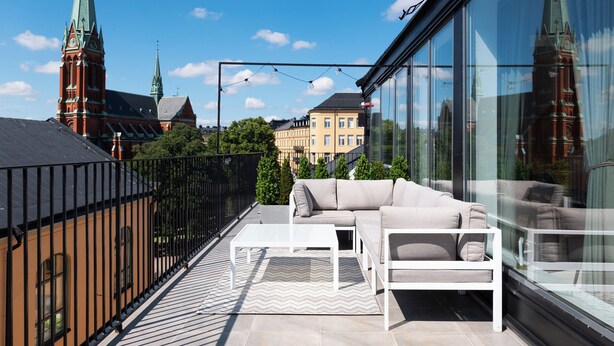 Tomannsrom – luksus, 2 soverom, terrasse, byutsikt | Terrasse/patio