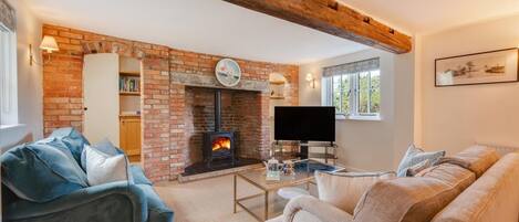 Televisión y chimenea