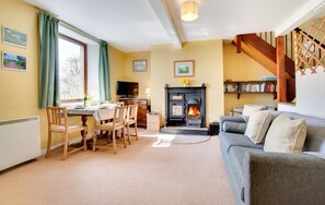 Televisión, chimenea