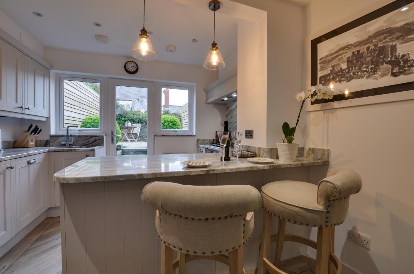 Microwave, oven, dishwasher, high chair