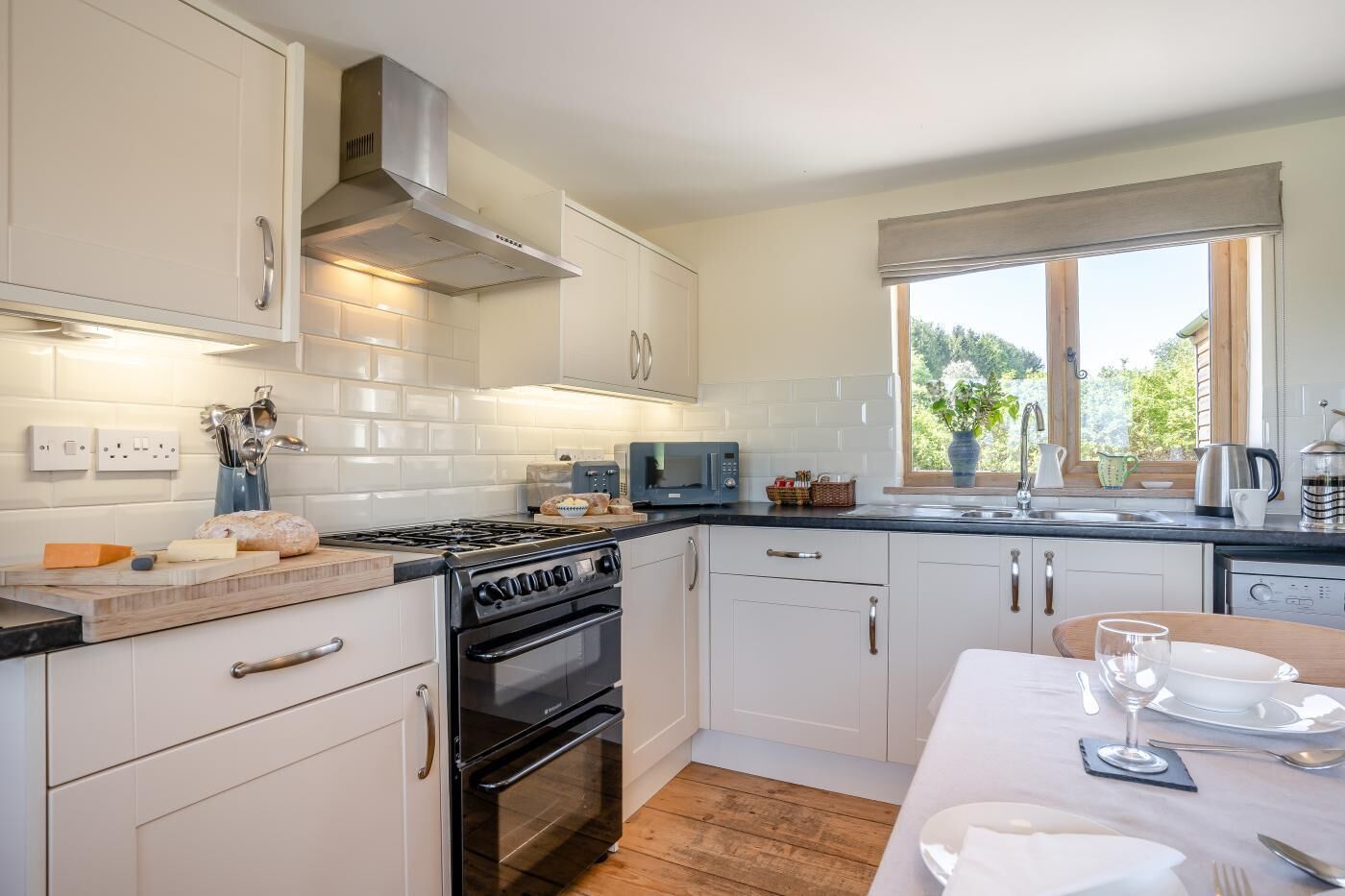 Microwave, oven, dishwasher, high chair