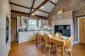 Oven, dishwasher, highchair, cookware/dishes/utensils