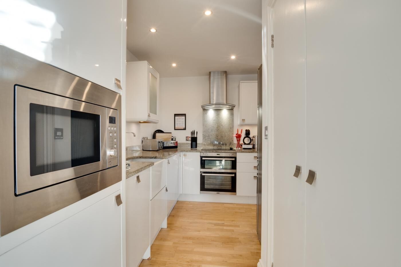 Oven, dishwasher, highchair, cookware/dishes/utensils