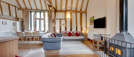 Televisión y chimenea