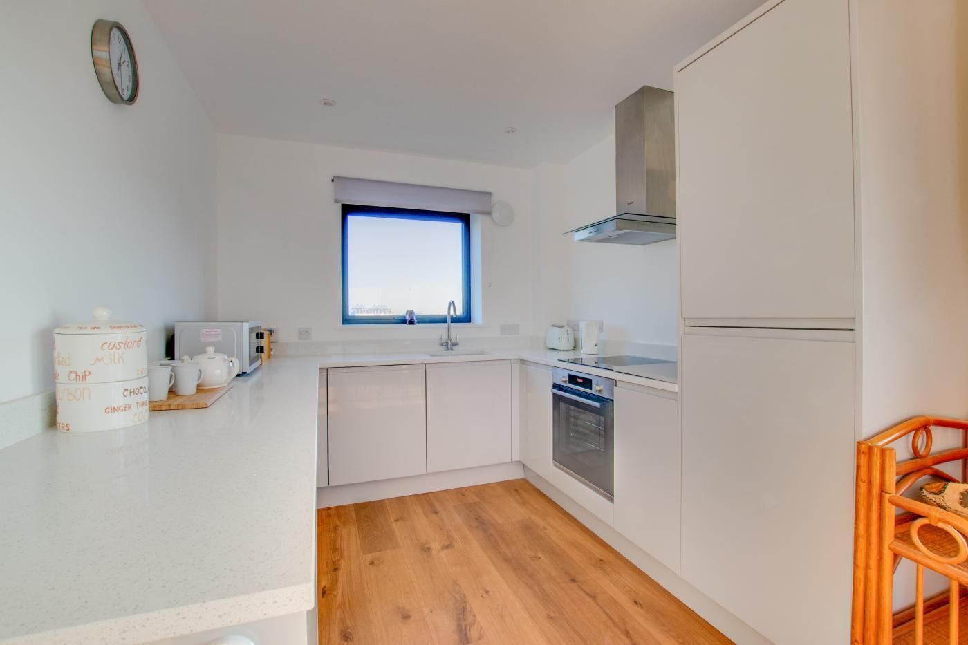 Microwave, oven, dishwasher, high chair