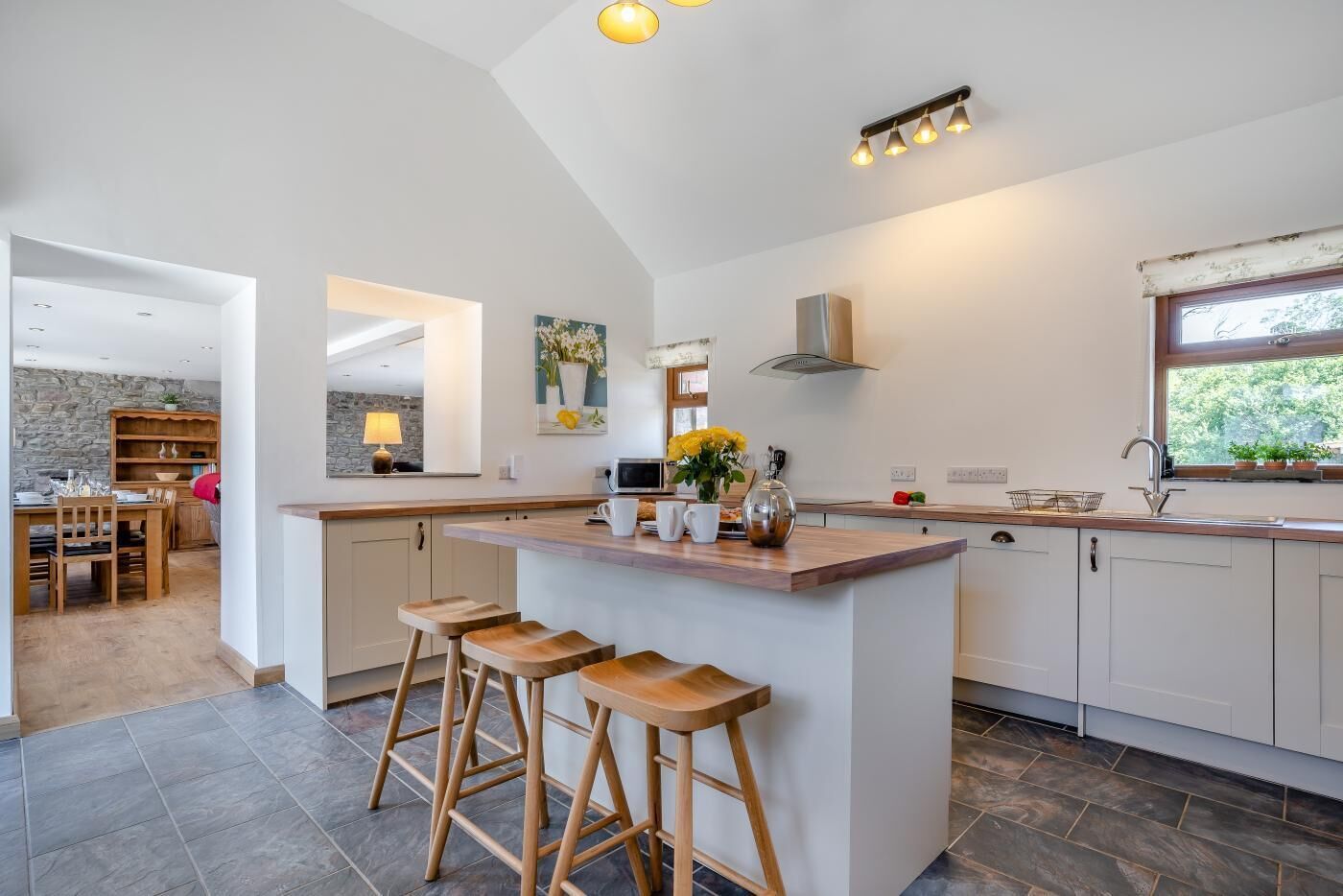 Microwave, oven, dishwasher, high chair