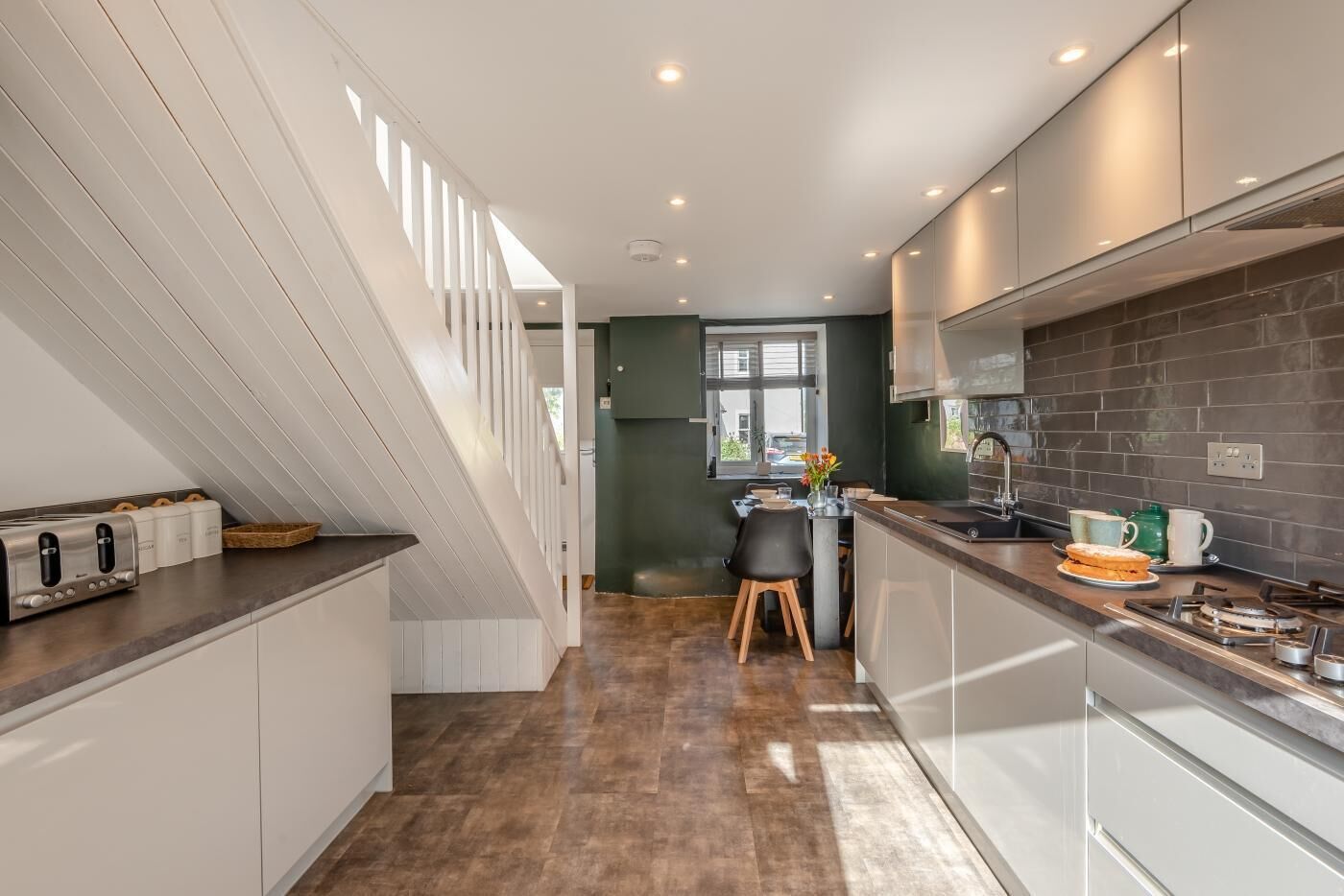 Microwave, oven, dishwasher, high chair