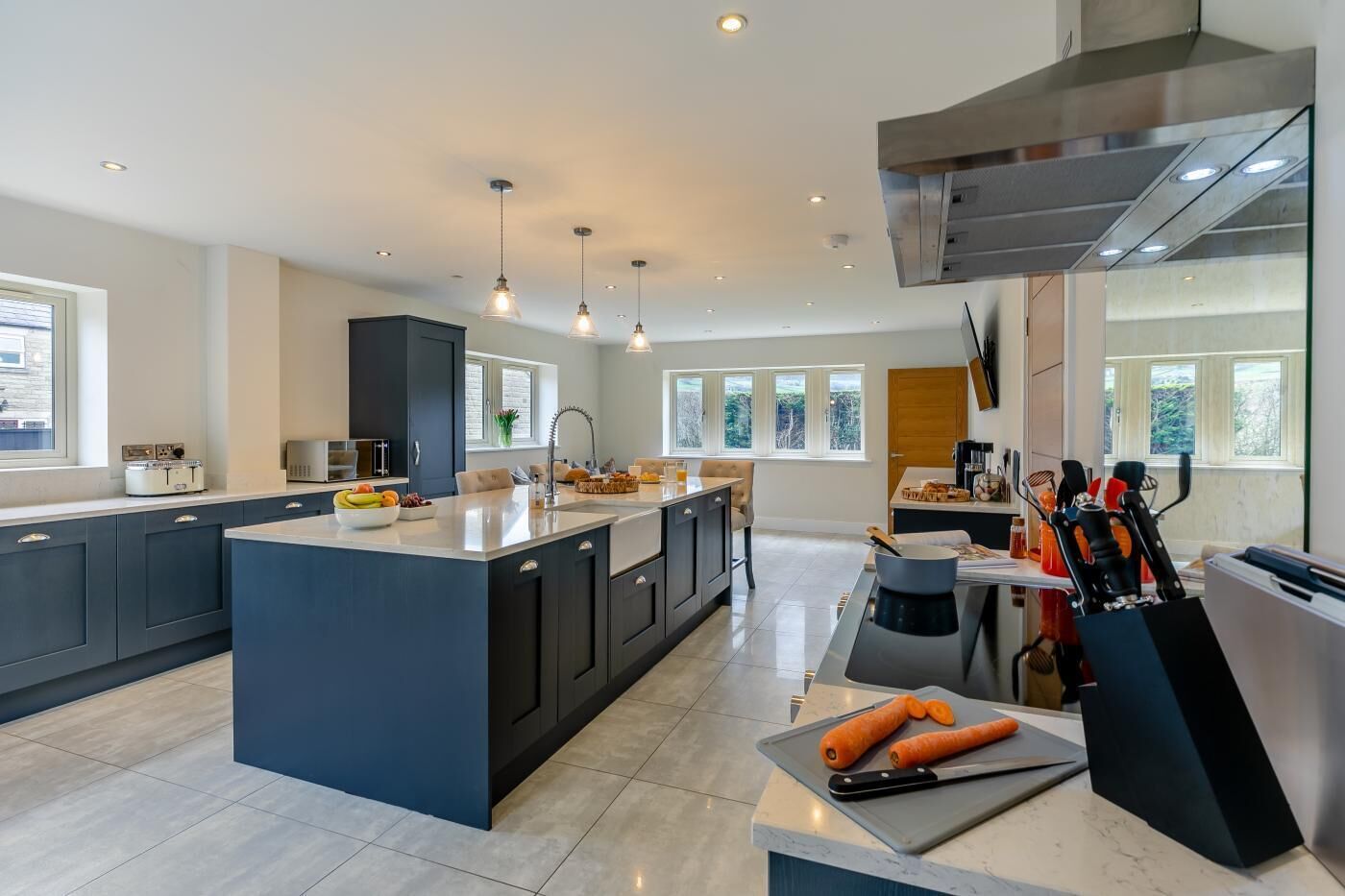 Oven, dishwasher, high chair, cookware/dishes/utensils