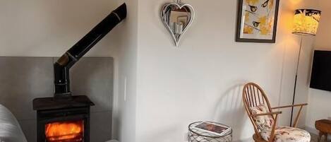 Televisión y chimenea