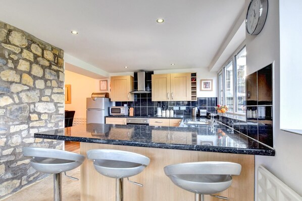 Microwave, oven, dishwasher, high chair