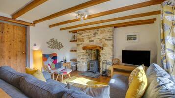 TV, fireplace