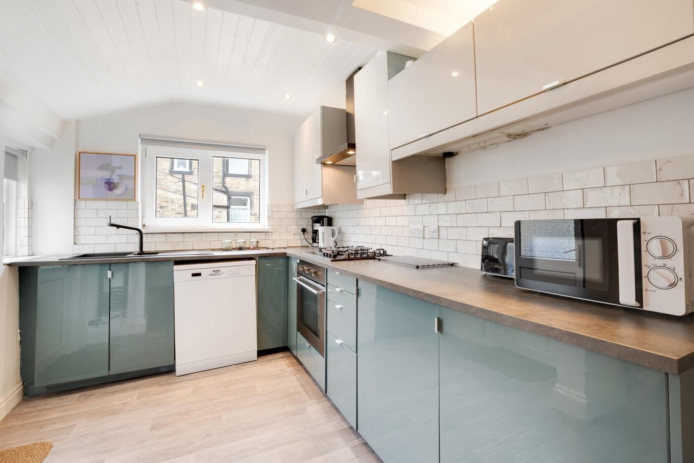 Oven, dishwasher, cookware/dishes/utensils