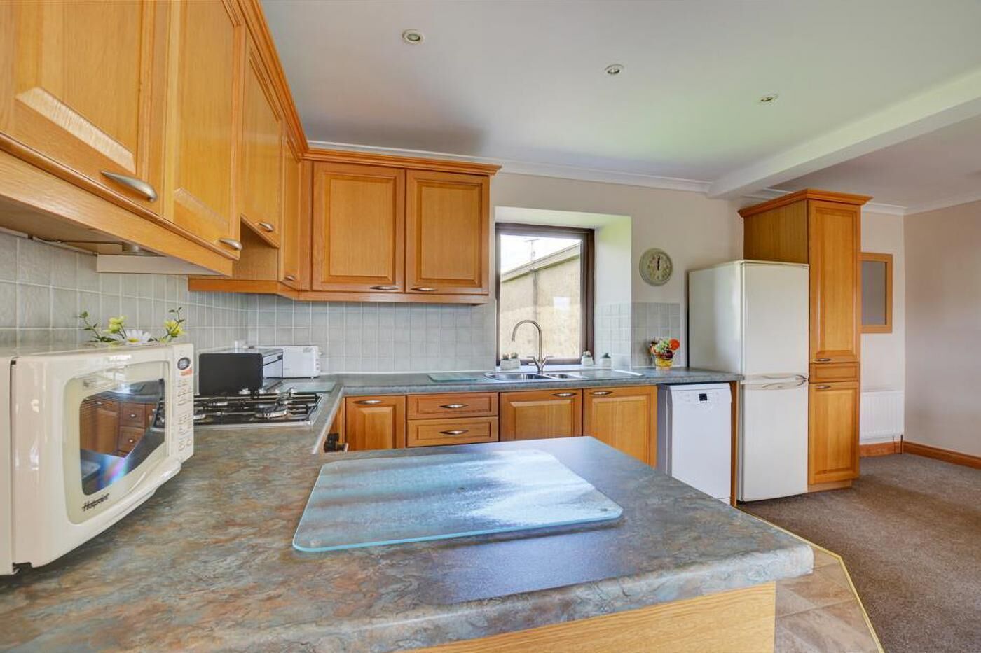 Microwave, oven, dishwasher, high chair