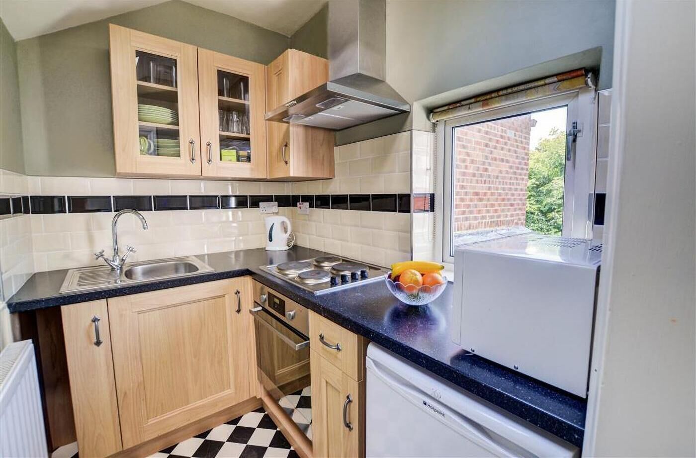 Microwave, oven, highchair, cookware/dishes/utensils