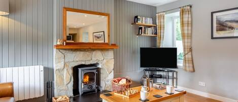 Télévision, cheminée