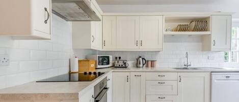 Dishwasher, high chair, cookware/dishes/utensils