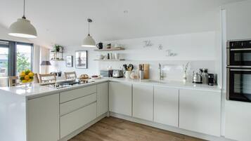 Microwave, oven, dishwasher, high chair