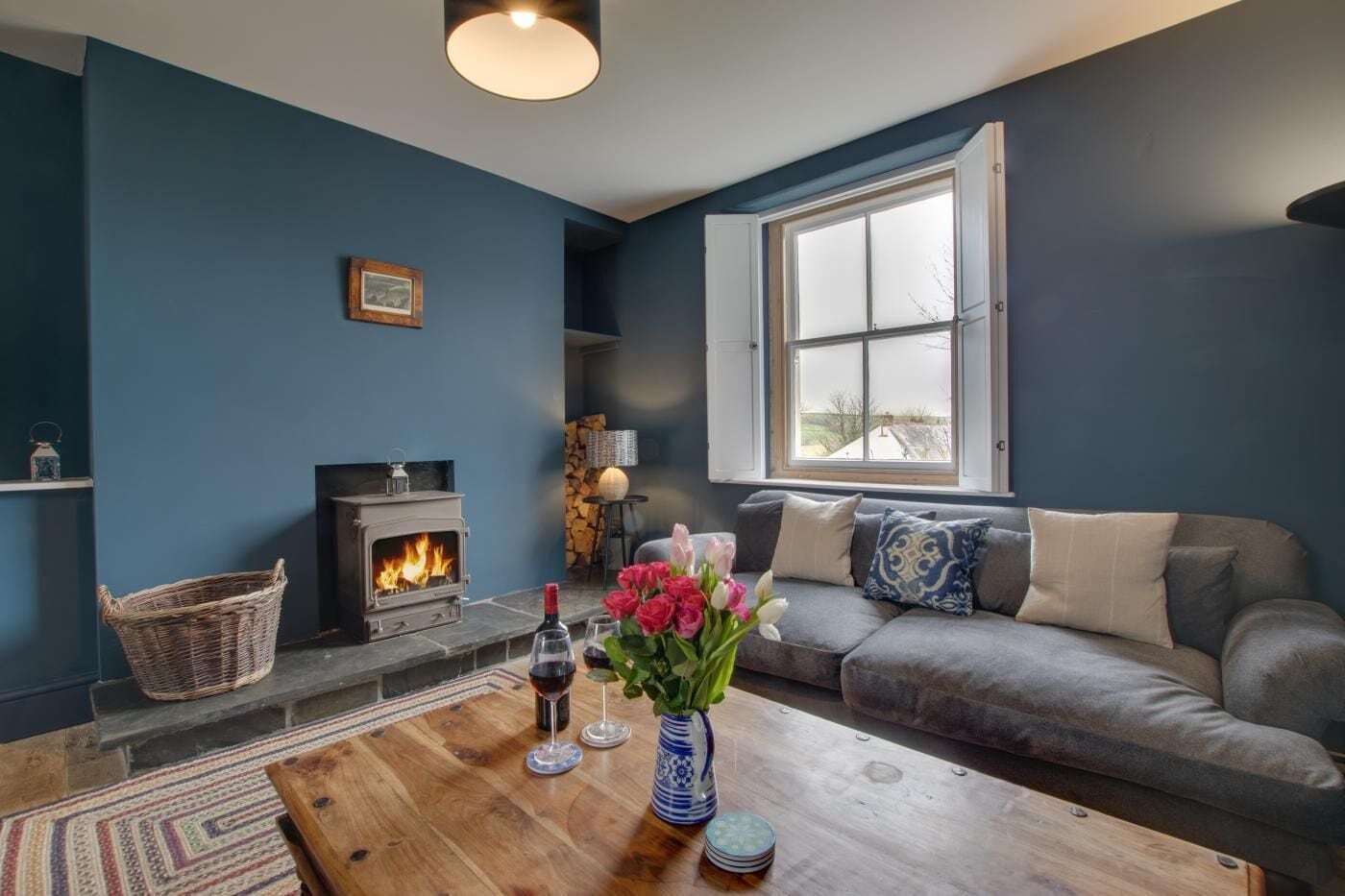 TV, fireplace