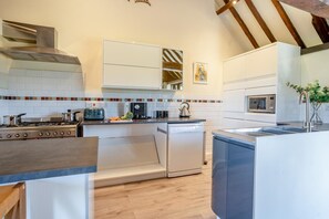 Dishwasher, high chair, cookware/dishes/utensils