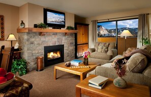 TV, fireplace, DVD player, offices - Condo near Gondola | Balcony + Fireplace (Avon)