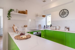 Microwave, oven, dishwasher, high chair