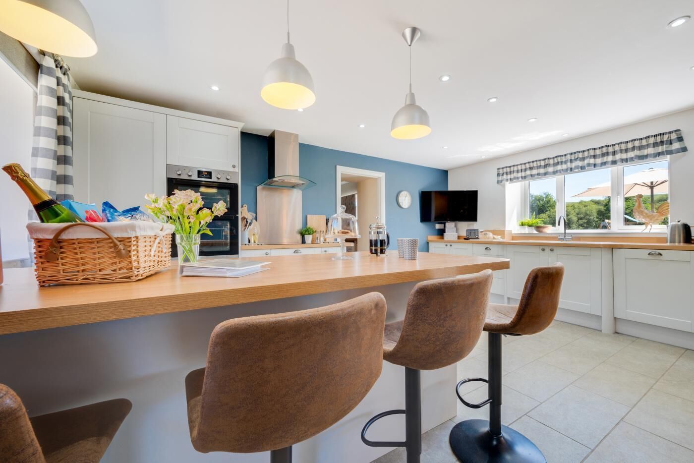 Microwave, oven, dishwasher, high chair