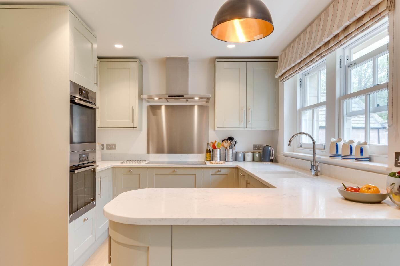 Oven, dishwasher, high chair, cookware/dishes/utensils