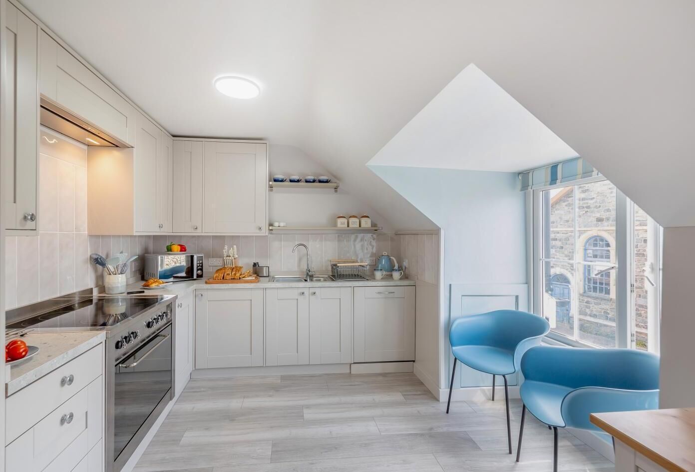 Microwave, oven, dishwasher, high chair