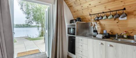 Microwave, highchair, cookware/dishes/utensils