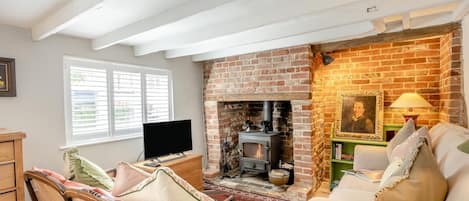 TV, fireplace