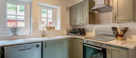 Microwave, oven, dishwasher, high chair