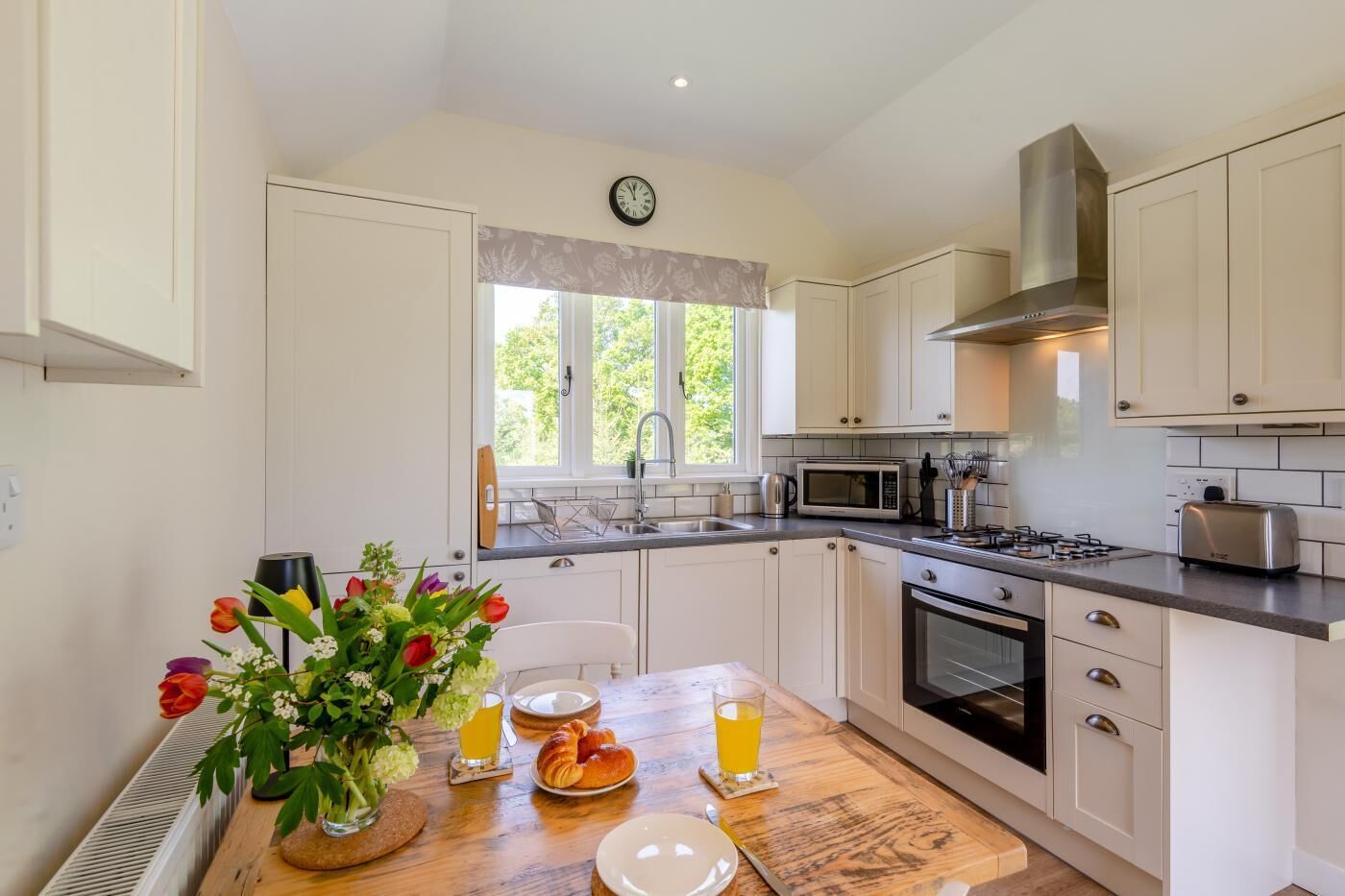 Microwave, oven, dishwasher, high chair