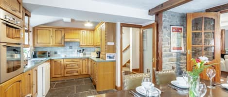 Microwave, oven, dishwasher, high chair