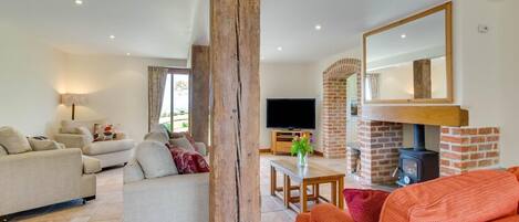 Televisión y chimenea