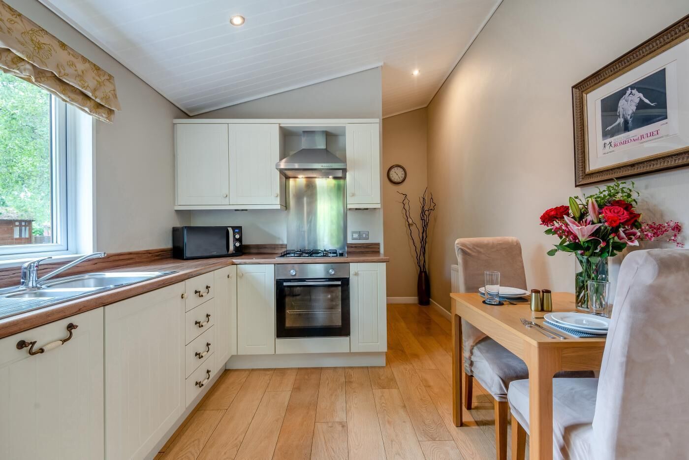 Four à micro-ondes, lave-vaisselle, vaisselle et ustensiles