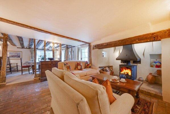 TV, fireplace