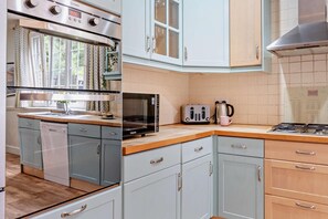 Oven, high chair, cookware/dishes/utensils