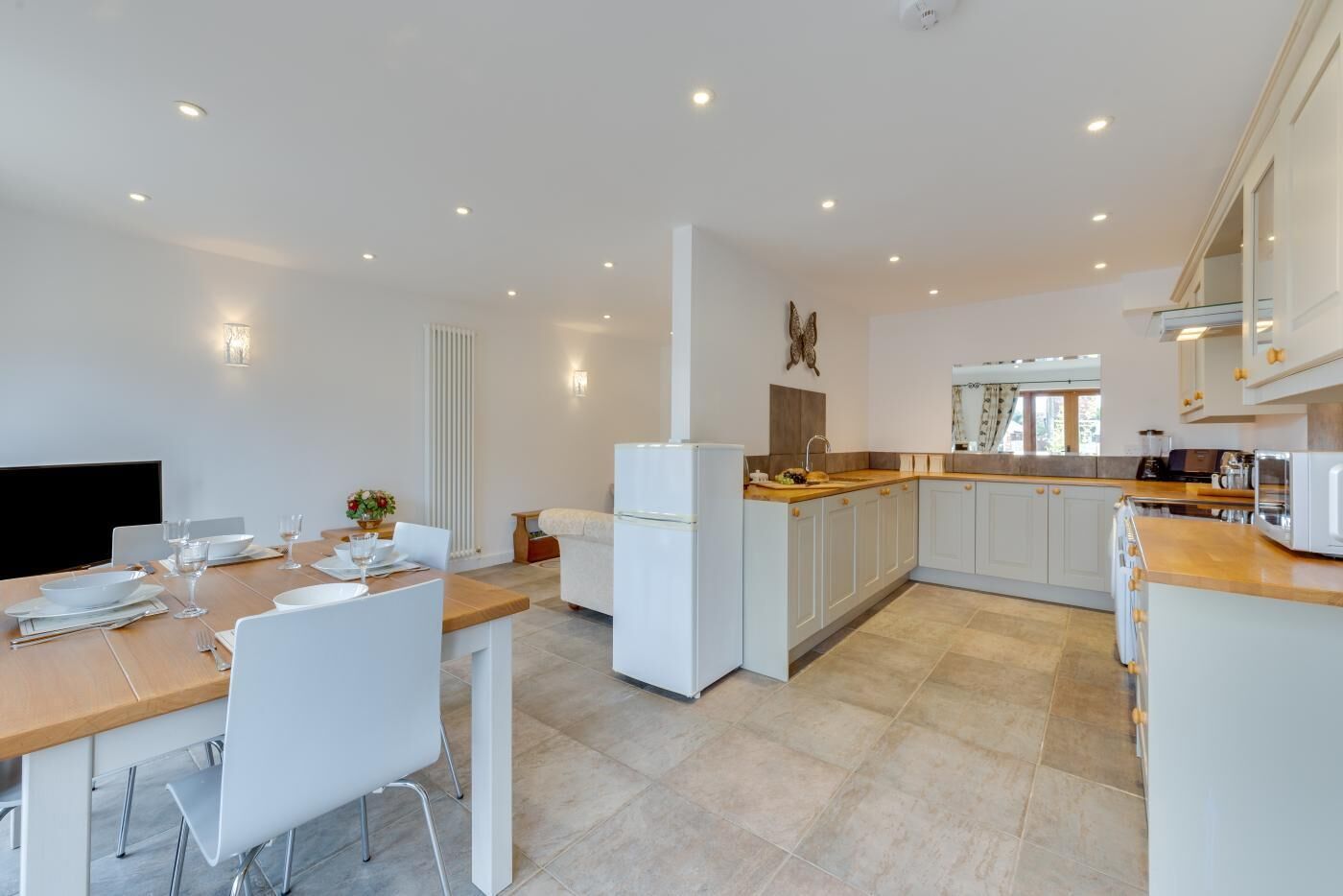 Microwave, oven, dishwasher, high chair