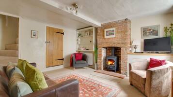 TV, fireplace