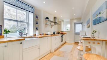 Microwave, oven, dishwasher, high chair