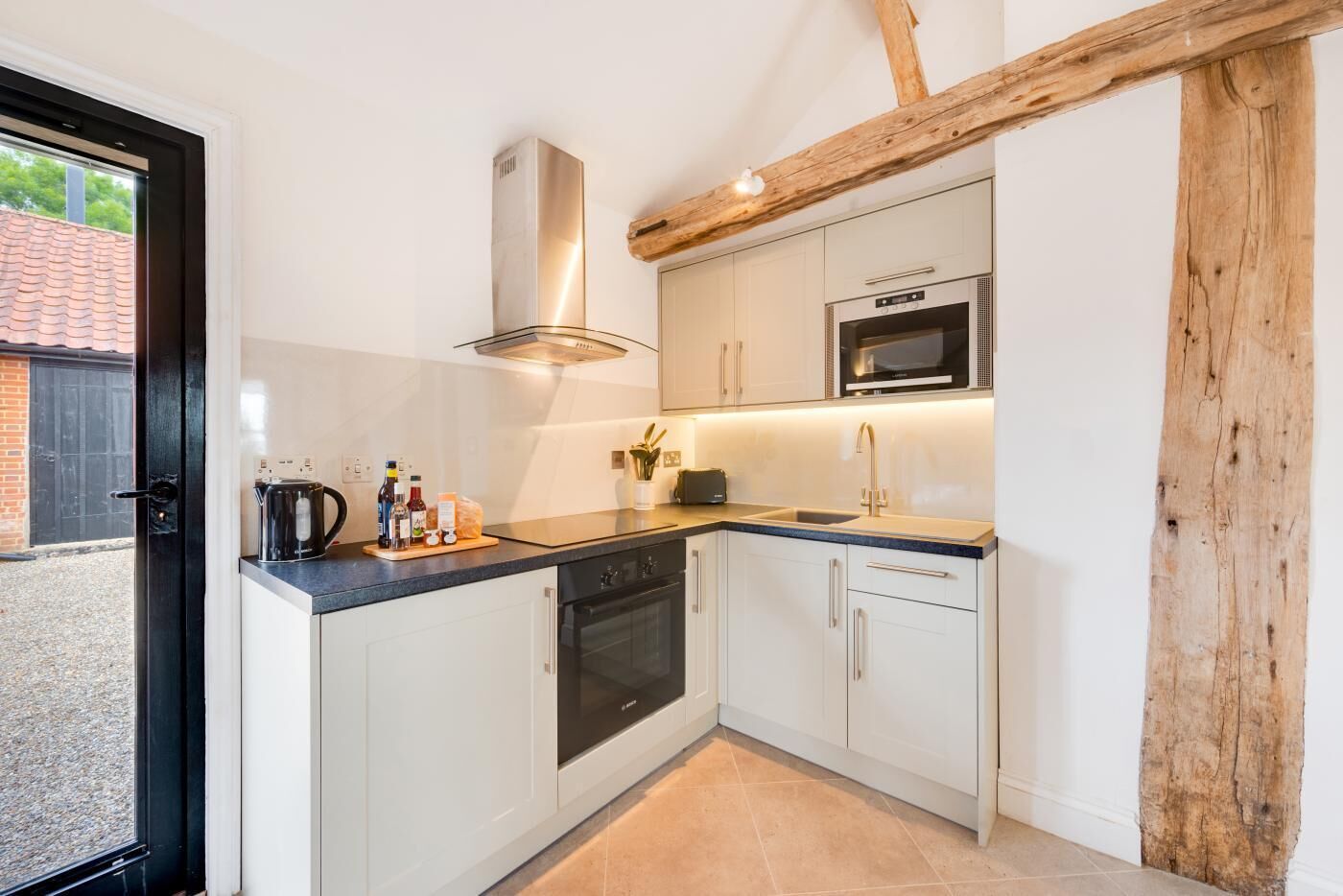 Microwave, oven, cookware/dishes/utensils