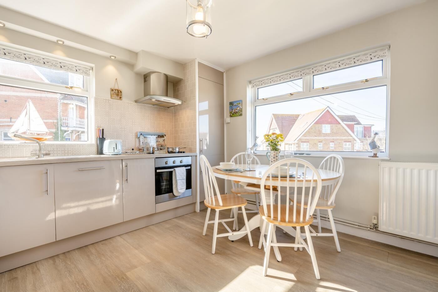 Microwave, oven, dishwasher, high chair