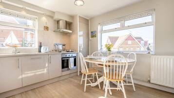 Microwave, oven, dishwasher, high chair