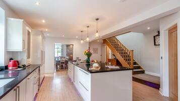 Microwave, oven, dishwasher, high chair